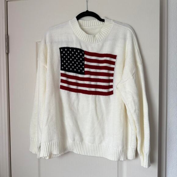 Cream american flag sweater preppy - Picture 1 of 2